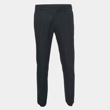 Pre Owned Hermes Black Cotton Blend Trousers L