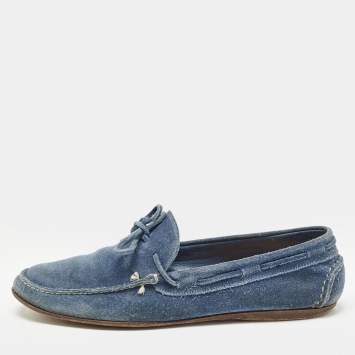 Hermes Blue Suede Slip On Loafers Size 42