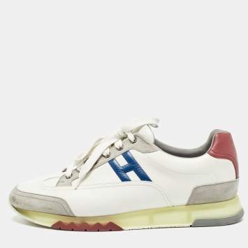 Pre Owned Hermes Multicolor Leather and Suede Trail Sneakers Size 43.5