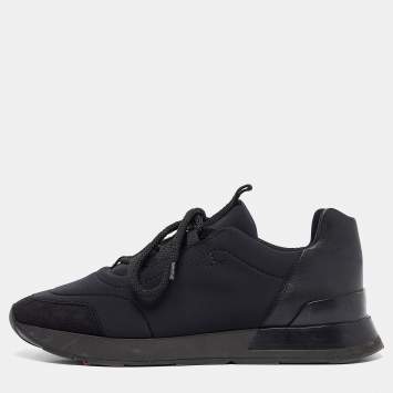 Pre Owned Hermes Black Nylon and Suede Buster Sneakers Size 41.5
