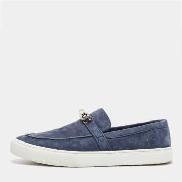 Pre Owned Hermes Navy Blue Suede Game Sneakers Size 44