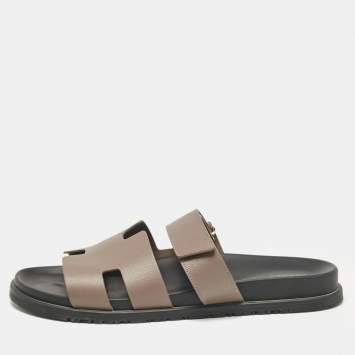 Pre Owned Hermes Brown Leather Chypre Sandals Size 46