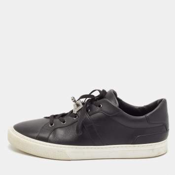 Pre Owned Hermes Black Leather Day Low Top Sneakers Size 44