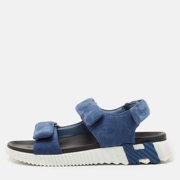 Pre Owned Hermès Blue Suede Junior Sandals Size 46
