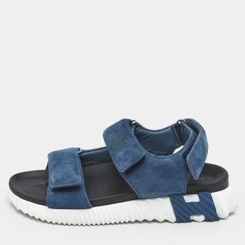 Hermes Blue Suede Junior Slingback Sandals Size 41