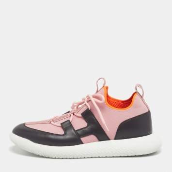 مملوكة مسبقًا حذاء رياضي هيرمس ديوال قماش محبوك أسود عنق منخفض مقاس 43