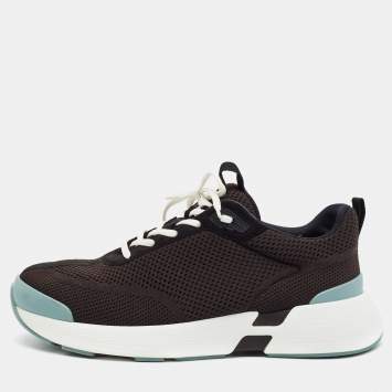 Pre Owned Hermes Heros Size 43 Black Fabric Lace Up Sneakers