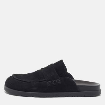 Pre Owned Hermès Go Mule Size 39.5 Black Suede Flat Mules