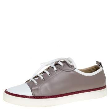 مملوكة مسبقًا Hermes Grey/White Leather Giocco Low Top Sneakers Size 44.5