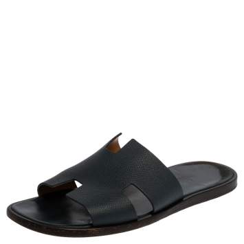 Pre Owned Hermes Blue Leather Izmir Sandals Size 43
