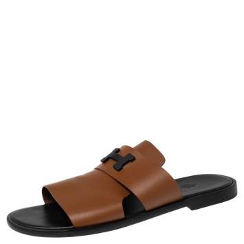 Pre Owned Hermés Brown Leather Izmir Sandals Size 44