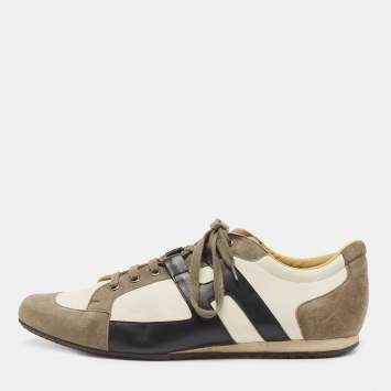 Pre Owned Hermes Tricolor Suede and Leather Tie Break Low Top Sneakers Size 45