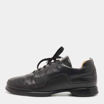 Hermes Black Leather Low Top Sneakers Size 45