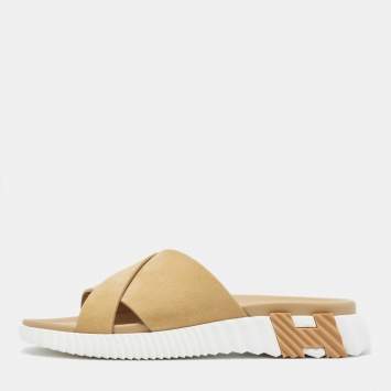 Pre Owned Hermes Beige Suede Infra Sandals Size 45