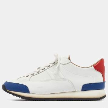Pre Owned Hermes Tricolor Leather Quicker Sneakers Size 41