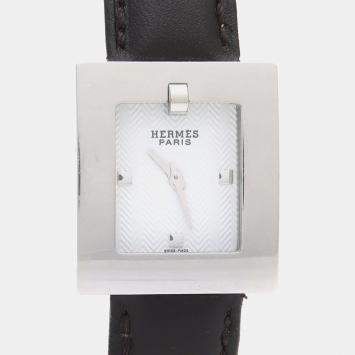 Pre Owned Hermes Belt BE1.210 Quartz White Stainless Steel Men's Wristwatch 26 mm