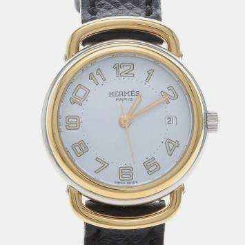Pre Owned Hermes Clipper Pullman PU2.240 Quartz Gold Plated Stainless Steel Women's Wristwatch 25mm