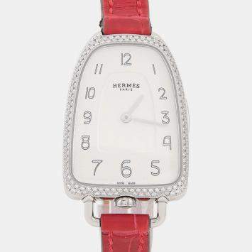 Pre Owned Hermes Gallop d'Hermes GA1.230 Quartz Stainless Steel Diamond Women's Wristwatch 26mm