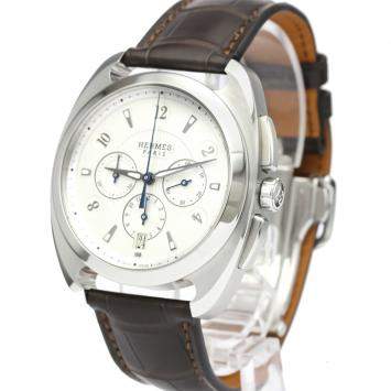 Pre Owned Hermes Silver Stainless Steel Dressage DR5.910 Automatic Men's Wristwatch 41 MM