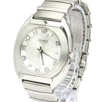 Pre Owned Hermes Silver Stainless Steel Espace ES2.710 Quartz Men's Wristwatch 38 MM 