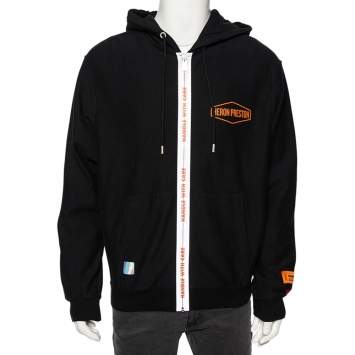 Pre Owned Heron Preston Black Knit Handle Zip Hoodie S