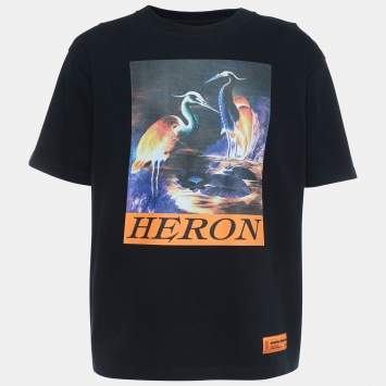 Heron Preston Black Graphic Print Cotton T-Shirt M