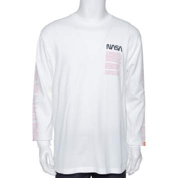 Heron Preston White Nasa Facts Print Cotton Jumper S
