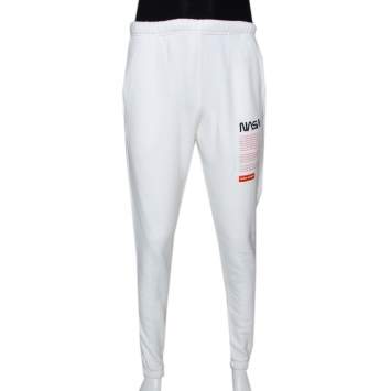 Pre Owned Heron Preston White Knit NASA Track Pants M 