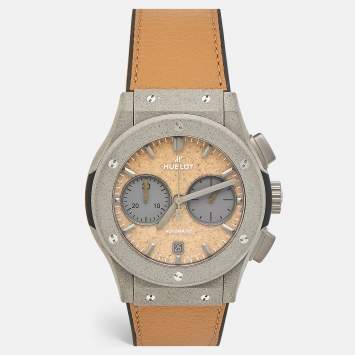 Hublot Tan Dial Grey Concrete Sand Camel Leather Limited Edition Classic Fusion Year of The Fiftieth 521.XC.0570.VR.UAE21 Men's Wristwatch 45 mm