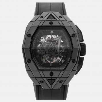 Pre Owned Pre-Owned Hublot Spirit of Big Bang Sang Bleu "All Black" Limited Edition 648.CX.0114.RX.MXM23 Men's Watch Automatic 42 mm