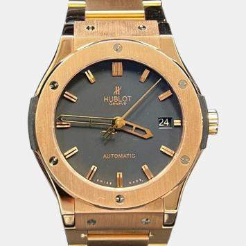 Pre Owned Hublot Classic Fusion 511.OX.1180.OX Automatic Black 18K Rose Gold Men's Wristwatch 45 mm