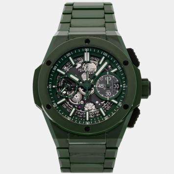 مملوكة مسبقًا Hublot Big Bang Unico 451.GX.5220.GX Automatic Chronograph Green Dial Ceramic Men's Wristwatch 42mm