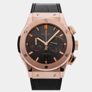 Pre Owned Hublot Classic Fusion 521.OX.7081.LR Automatic Chronograph Gray Dial 18k Rose Gold Men's Wristwatch 45mm