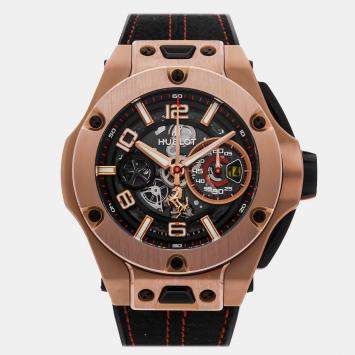 Pre Owned Hublot Big Bang Unico Ferrari Limited Edition 402.OX.0138.WR Automatic Black Dial 18k Rose Gold Men's Wristwatch 45mm
