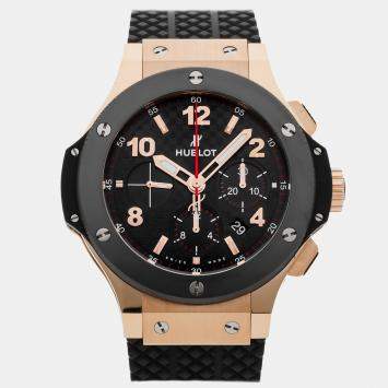 Pre Owned Pre-Owned Hublot Big Bang Chronograph 301.PB.131.RX Black Automatic 18k Rose Gold Men's Wristwatch 44 MM
