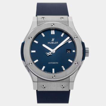 Pre Owned Hublot Classic Fusion 542.NX.7170.RX Blue Titanium Automatic Men's Watches 42mm