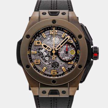 Pre Owned Hublot Big Bang Ferrari 401.MX.0123.VR Silver 18K Yellow Gold Automatic Men's Watches 45mm 