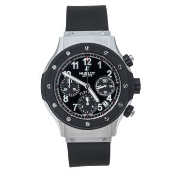 Pre Owned Hublot Black Rubber and Stainless Steel Super B Flyback 1926.10 Men's Wristwatch 42 mm