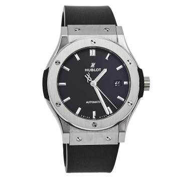 Pre Owned Hublot Black Titanium & Stainless Steel Classic Fusion 542.NX.1171.RX Men's Wristwach 42 mm