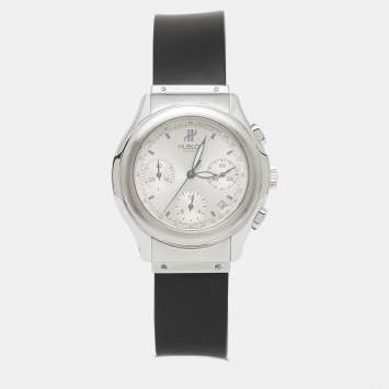Pre Owned Hublot Silver Stainless Steel Rubber MDM 1810.1 Men's Wristwatch 40 mm