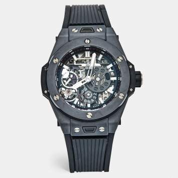 Pre Owned Hublot Black Ceramic Titanium Rubber Big Bang Meca-10 Black Magic 414.CI.1123.RX men's Wristwatch 45 mm