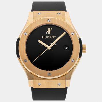 Pre Owned Hublot Black 18k Yellow Gold Classic Fusion 511.VX.1280.RX.MDM40 Automatic Men's Wristwatch 45 mm