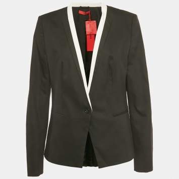 Pre Owned Hugo Boss Black Gabardine Single Breasted Blazer S