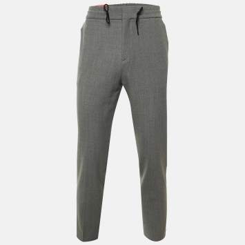 Pre Owned Hugo Boss Grey Wool Blend Extra Slim Fit Trousers M 