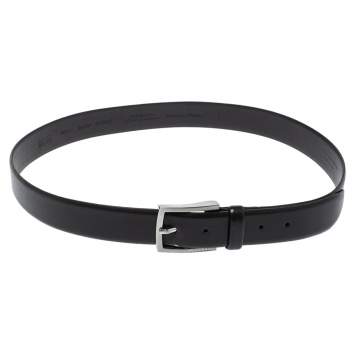 Pre Owned Hugo Boss Black Leather Buckle Belt 100CM
