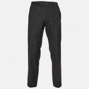 Pre Owned Hugo Boss Dark Grey Virgin Wool Pants M