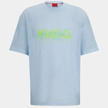 Hugo Boss Blue Printed Mesh Crewneck Dstaros T-Shirt M