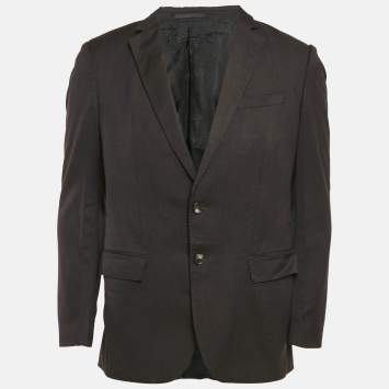 Pre Owned Boss By Hugo Boss Dark Grey Wool Single Breasted Blazer M
