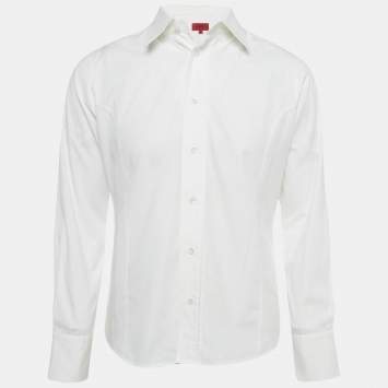 Pre Owned Hugo Boss White Cotton Long Sleeve Shirt M
