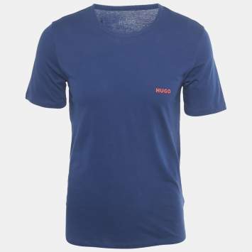 مملوكة مسبقًا Hugo Boss Blue Logo Print Jersey Triplet P T-Shirt M